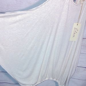 Elan cold shoulder blouse loose striped pretty